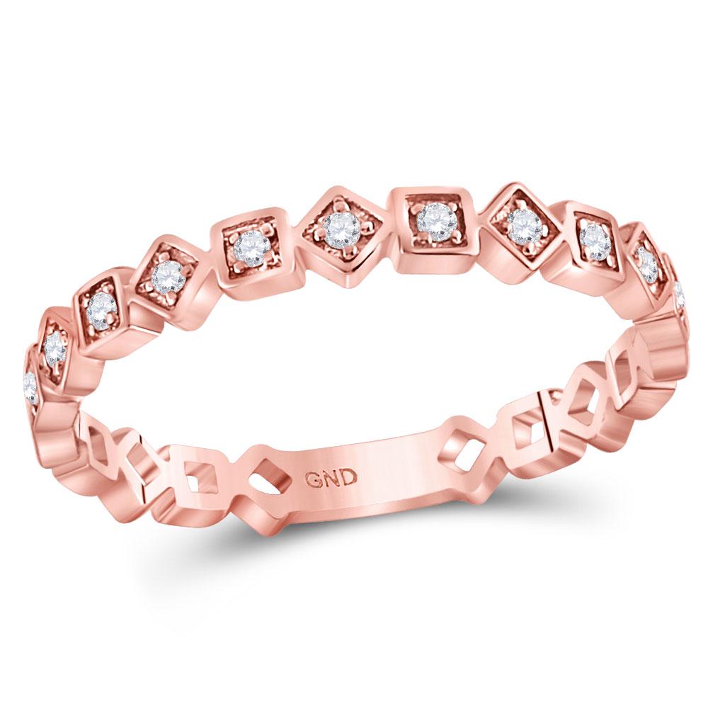 14kt Rose Gold Womens Round Diamond Squares Stackable: 14kt Rose Gold Womens Round Diamond Squares Stackable Band Ring 1/10 Cttw Manufacturer's Ref. No.: 118720 Manufacturer's Suggested Retail Price: $ 820.00