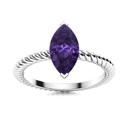 Natural 0.80 CTW Amethyst Solitaire Ring 14K White Gold: Natural 0.80 CTW Amethyst Solitaire Ring 14K White Gold Manufacturer's Suggested Retail Price: $1110.00 Center Stone: 1 Amethyst @ 0.8 ctw Center Stone Color: Purple Center Stone Clarity: AAAA Center 