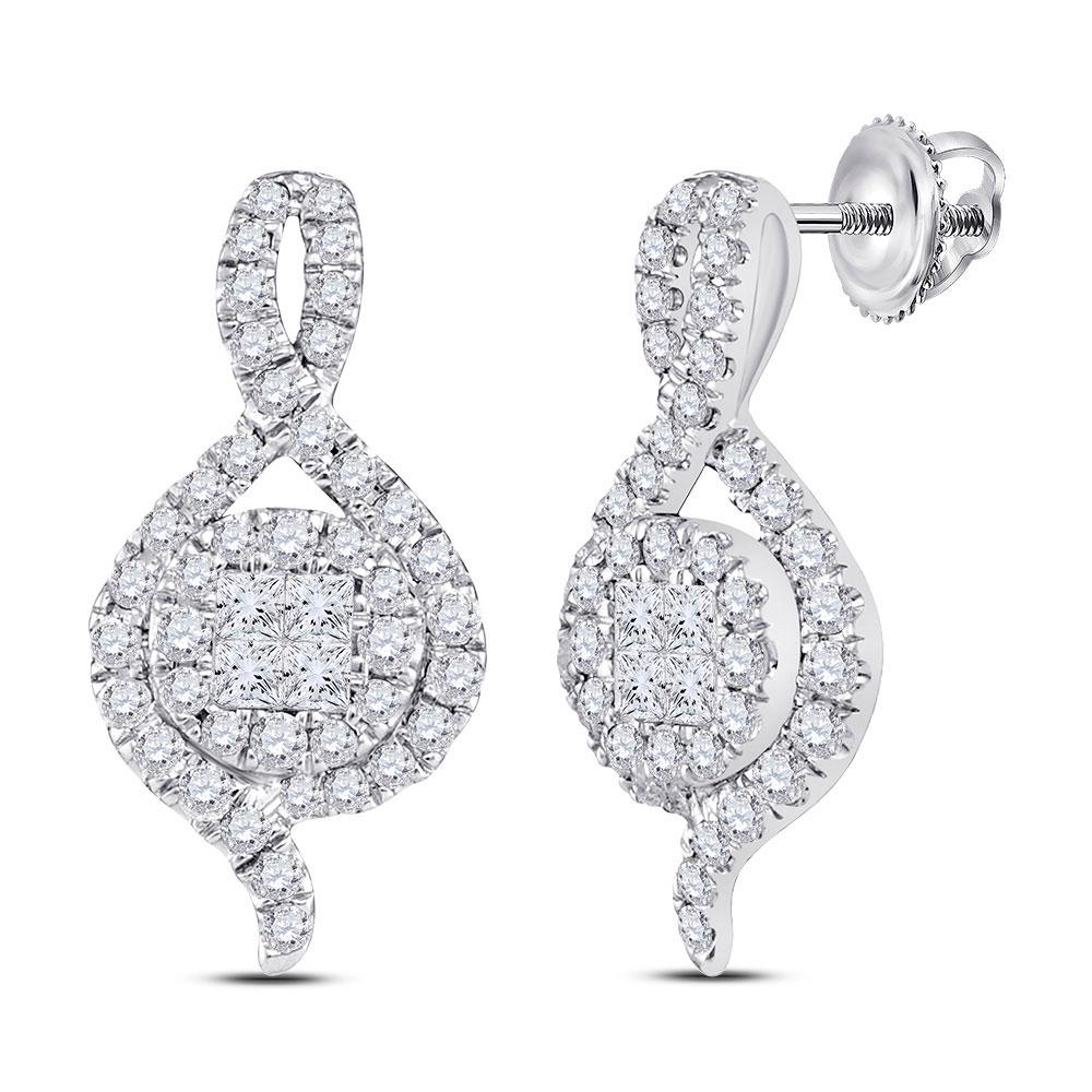 14kt White Gold Womens Princess Round Diamond Cluster: 14kt White Gold Womens Princess Round Diamond Cluster Earrings 1/2 Cttw Manufacturer's Ref. No.: 99994 Manufacturer's Suggested Retail Price: $ 2240.00