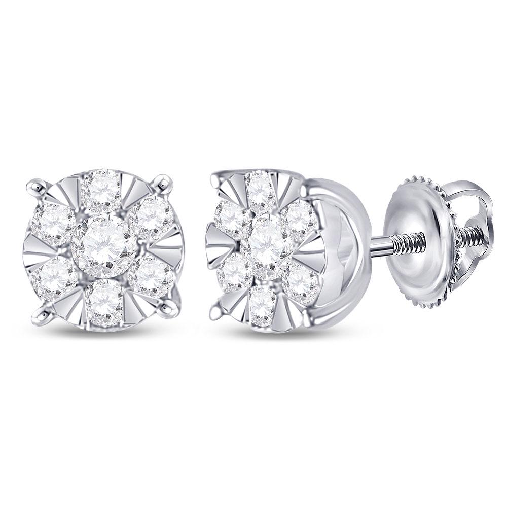 14kt White Gold Womens Round Diamond Fashion Cluster: 14kt White Gold Womens Round Diamond Fashion Cluster Earrings 1/4 Cttw Manufacturer's Ref. No.: 148949 Manufacturer's Suggested Retail Price: $ 1180.00