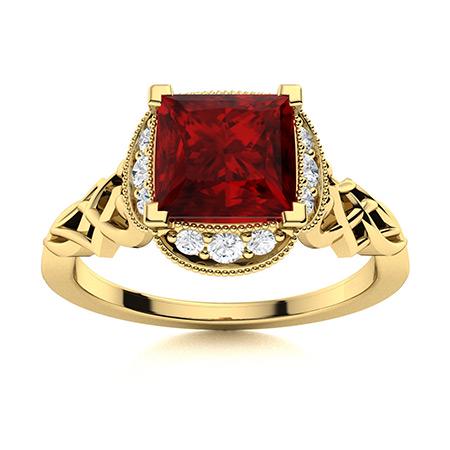 Natural 1.11 CTW Garnet & Diamond Engagement Ring 18K: Natural 1.11 CTW Garnet & Diamond Engagement Ring 18K Yellow Gold Manufacturer's Suggested Retail Price: $1980.00 Center Stone: 1 Garnet @ 0.97 ctw Center Stone Color: Red Center Stone Clarity: AAAA C