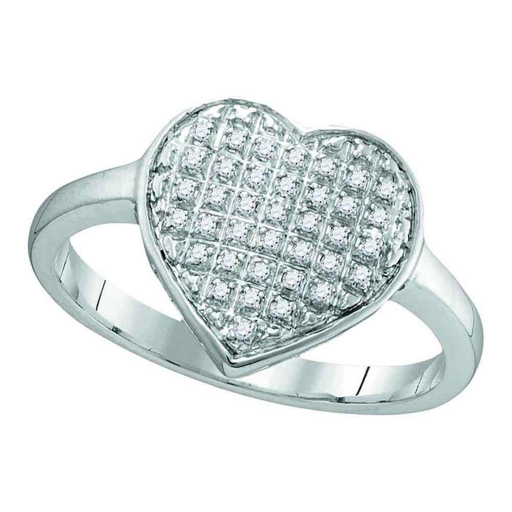 Diamond Heart Cluster Ring 1/10 Cttw 10kt White Gold: 10kt White Gold Womens Round Diamond Heart Cluster Ring 1/10 Cttw SKU: GD111920