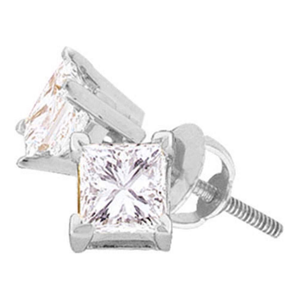 14kt White Gold Unisex Princess Diamond Solitaire Stud: 14kt White Gold Unisex Princess Diamond Solitaire Stud Earrings 1/6 Cttw Manufacturer's Ref. No.: 51238 Manufacturer's Suggested Retail Price: $ 650.00
