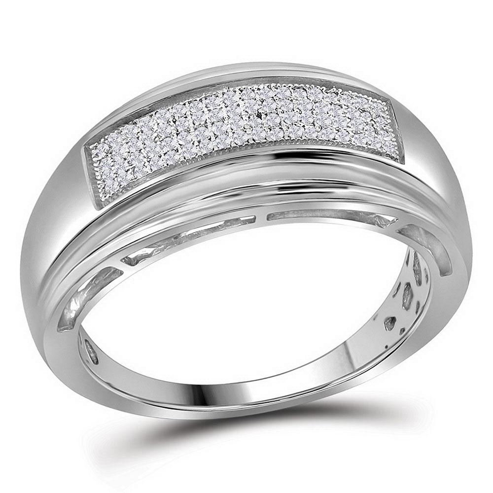Sterling Silver Mens Diamond Wedding Pave Band Ring 1/5: Sterling Silver Mens Round Diamond Wedding Pave Band Ring 1/5 Cttw SKU: GD63483