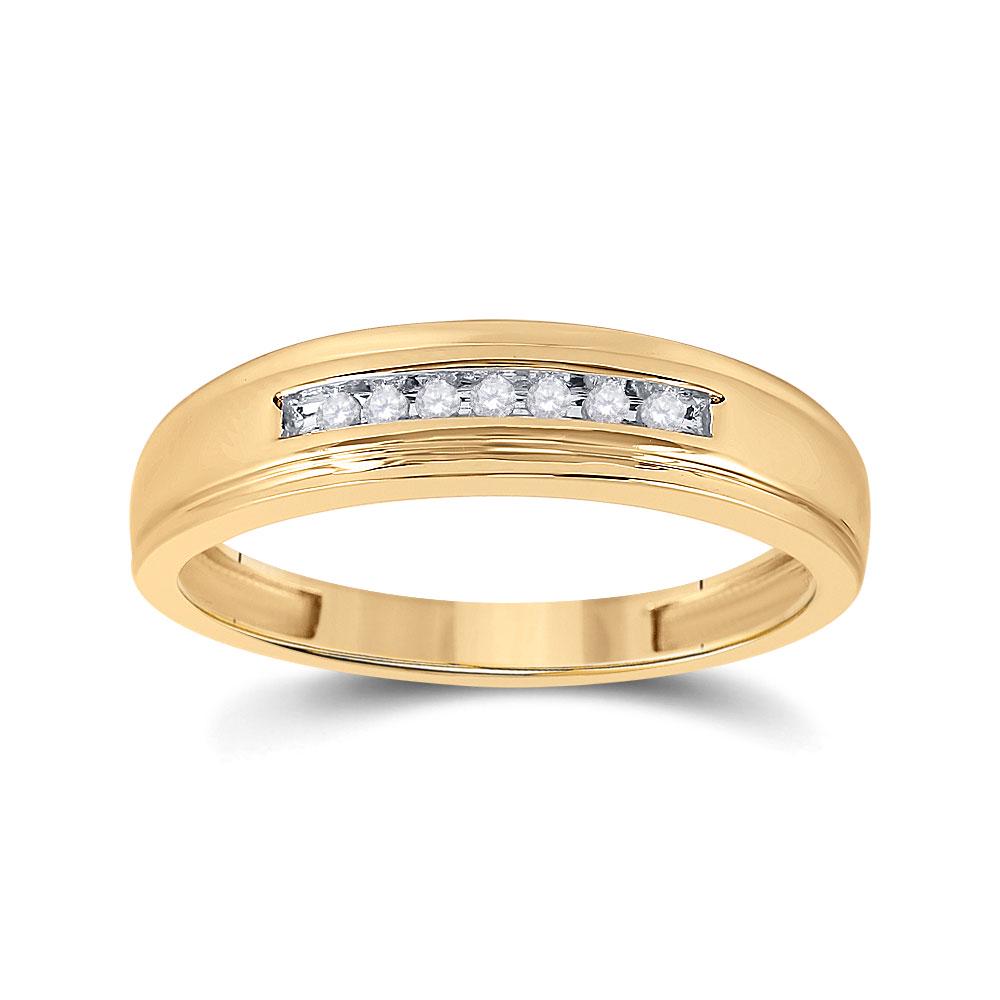 Mens Diamond Wedding Band Ring 1/12 Cttw 10kt Yellow: 10kt Yellow Gold Mens Round Diamond Wedding Band Ring 1/12 Cttw SKU: GD15685
