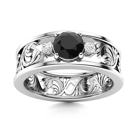 Natural 0.53 CTW Black Diamond Solitaire Ring 18K White: Natural 0.53 CTW Black Diamond Solitaire Ring 18K White Gold Manufacturer's Suggested Retail Price: $3090.00 Center Stone: 1 Black Diamond @ 0.47 ctw Center Stone Color: Black Center Stone Clarity: Op