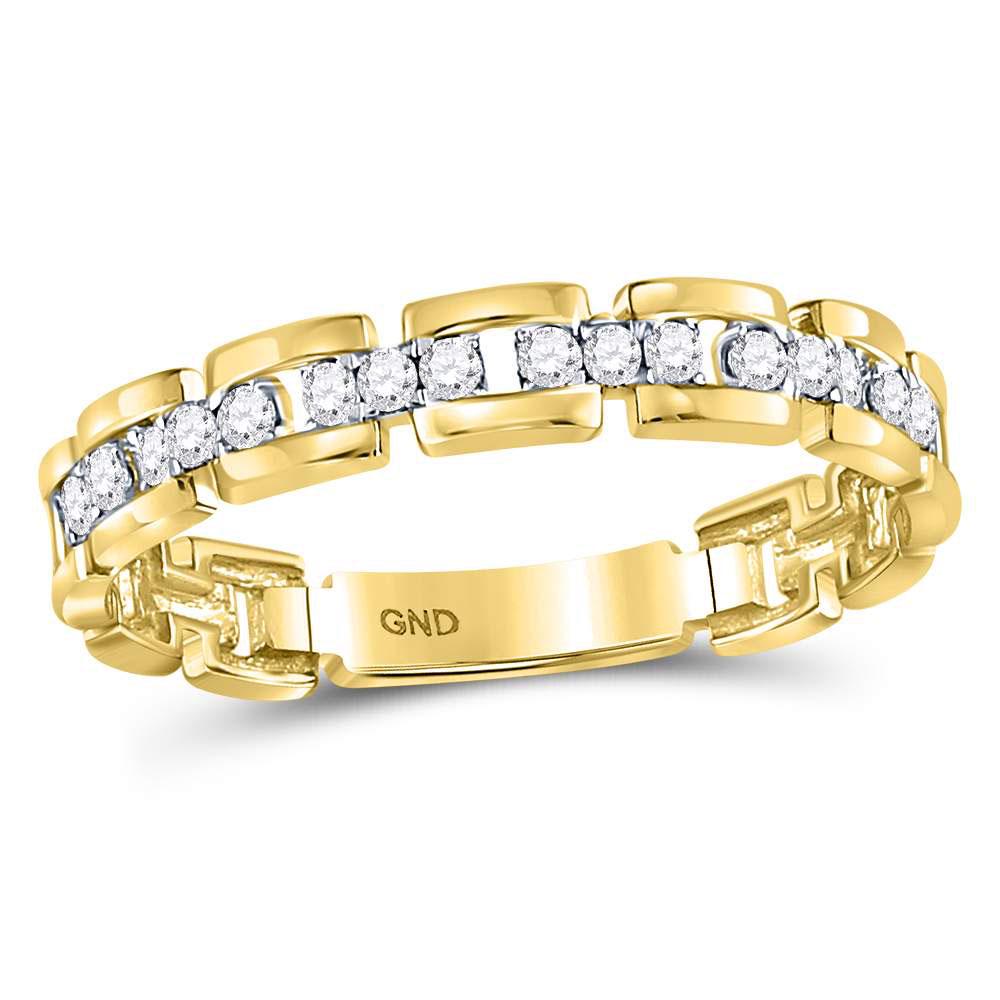 Diamond Rolo Link Stackable Band Ring 1/5 Cttw 10kt: 10kt Yellow Gold Womens Round Diamond Rolo Link Stackable Band Ring 1/5 Cttw SKU: GD119827