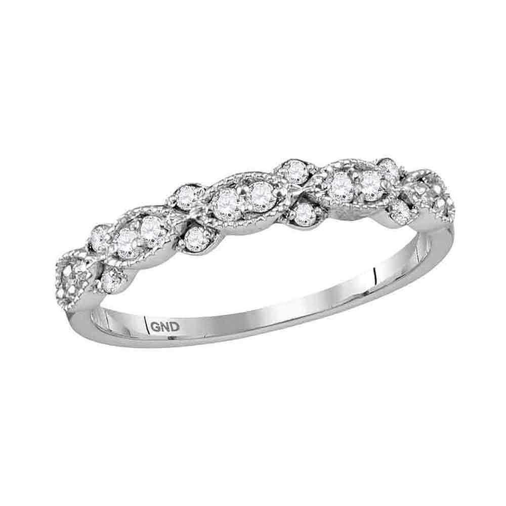 Diamond Stackable Band Ring 1/4 Cttw 10kt White Gold: 10kt White Gold Womens Round Diamond Stackable Band Ring 1/4 Cttw SKU: GD117869