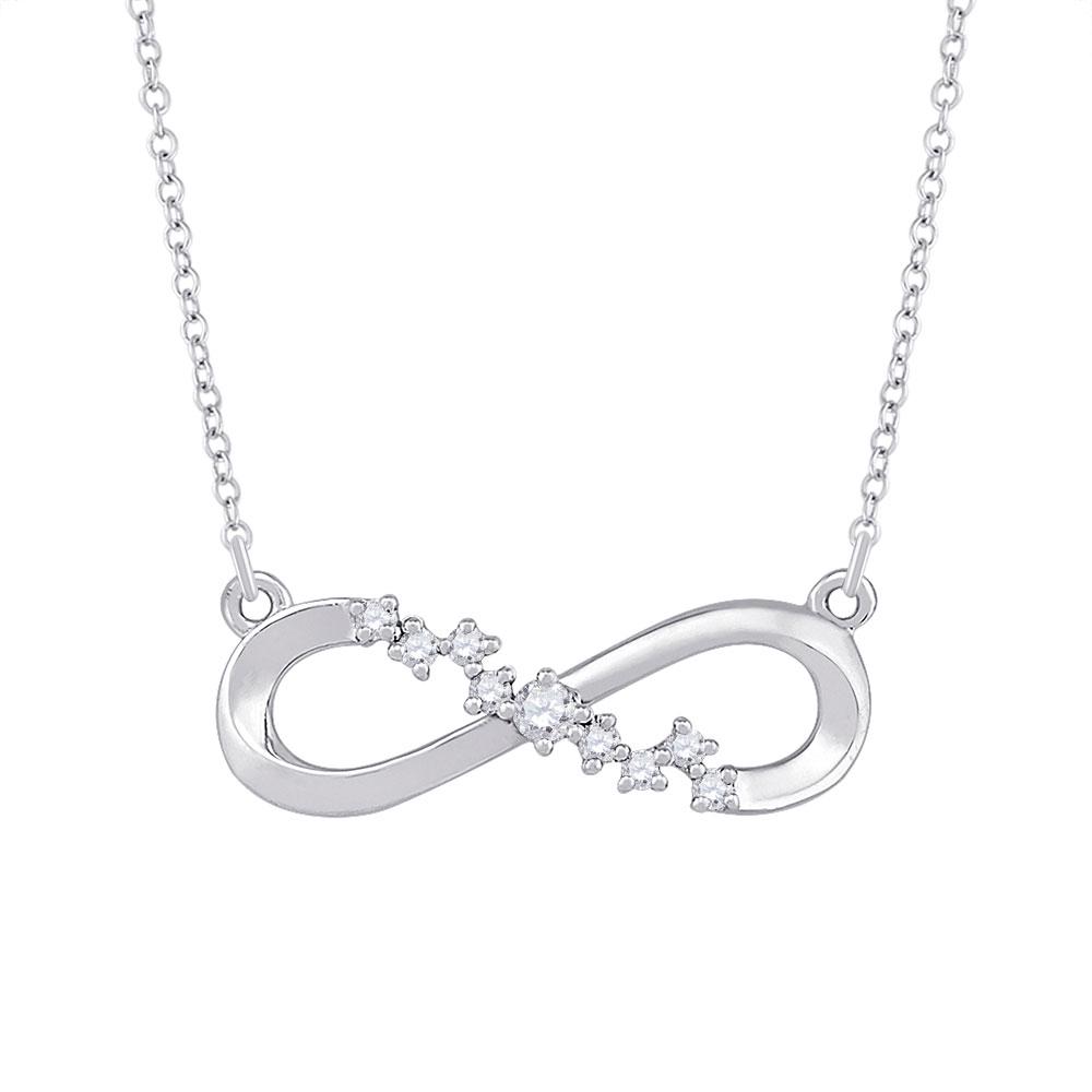 Diamond Infinity Necklace 1/10 Cttw 10kt White Gold: 10kt White Gold Womens Round Diamond Infinity Necklace 1/10 Cttw SKU: GD154020