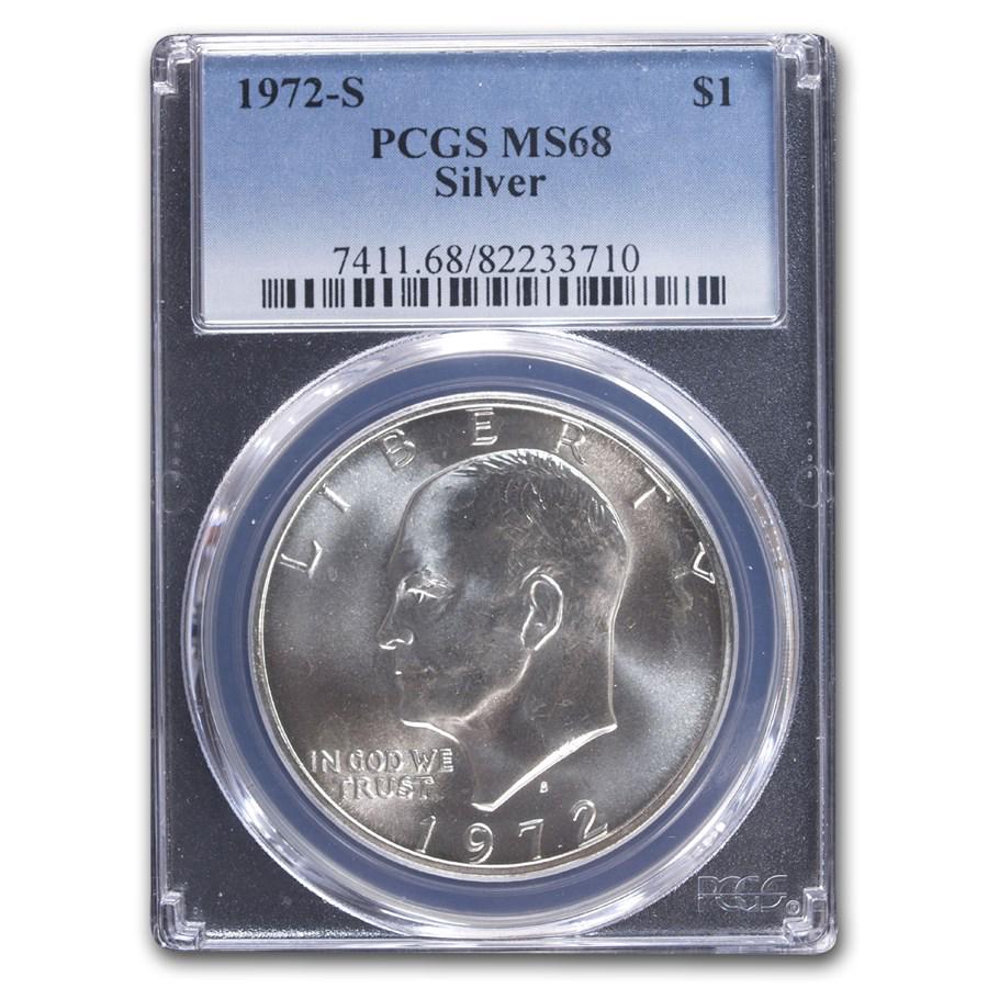 1972 S Eisenhower Silver Dollar Ms 68 Pcgs