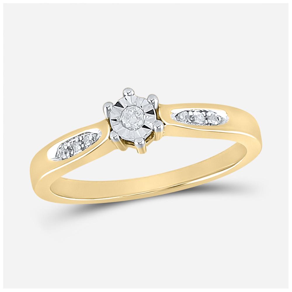 Yellow-tone Sterling Silver Diamond Solitaire Bridal: Yellow-tone Sterling Silver Round Diamond Solitaire Bridal Wedding Engagement Ring SKU: GD56942