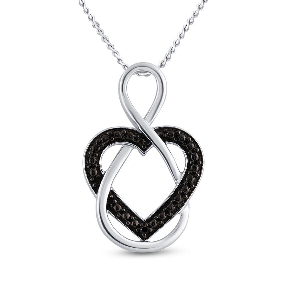 Black Color Enhanced Diamond Heart Pendant .01 Cttw: Sterling Silver Womens Round Black Color Enhanced Diamond Heart Pendant .01 Cttw SKU: GD91331