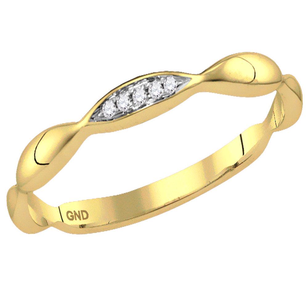Diamond Contour Stackable Band Ring .02 Cttw 10kt: 10kt Yellow Gold Womens Round Diamond Contour Stackable Band Ring .02 Cttw SKU: GD118152