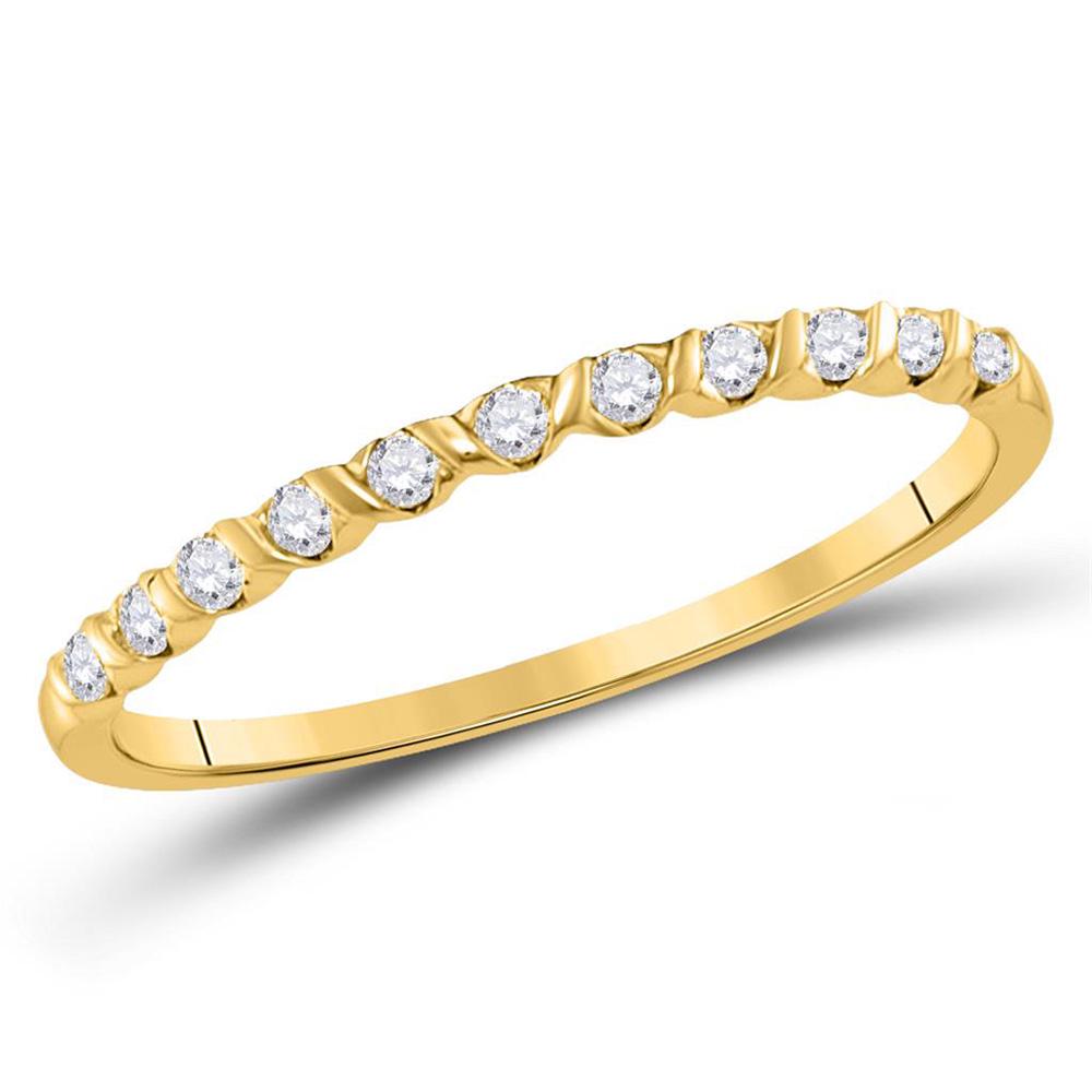 Diamond Stackable Band Ring 1/6 Cttw 10kt Yellow Gold: 10kt Yellow Gold Womens Round Diamond Stackable Band Ring 1/6 Cttw SKU: GD117024