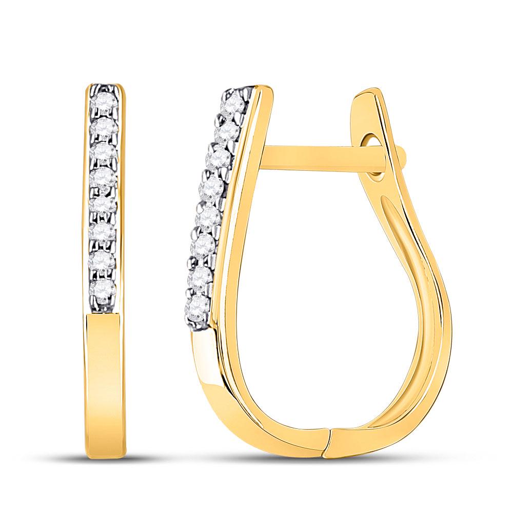 Diamond Hoop Earrings 1/20 Cttw 10kt Yellow Gold: 10kt Yellow Gold Womens Round Diamond Hoop Earrings 1/20 Cttw SKU: GD89332