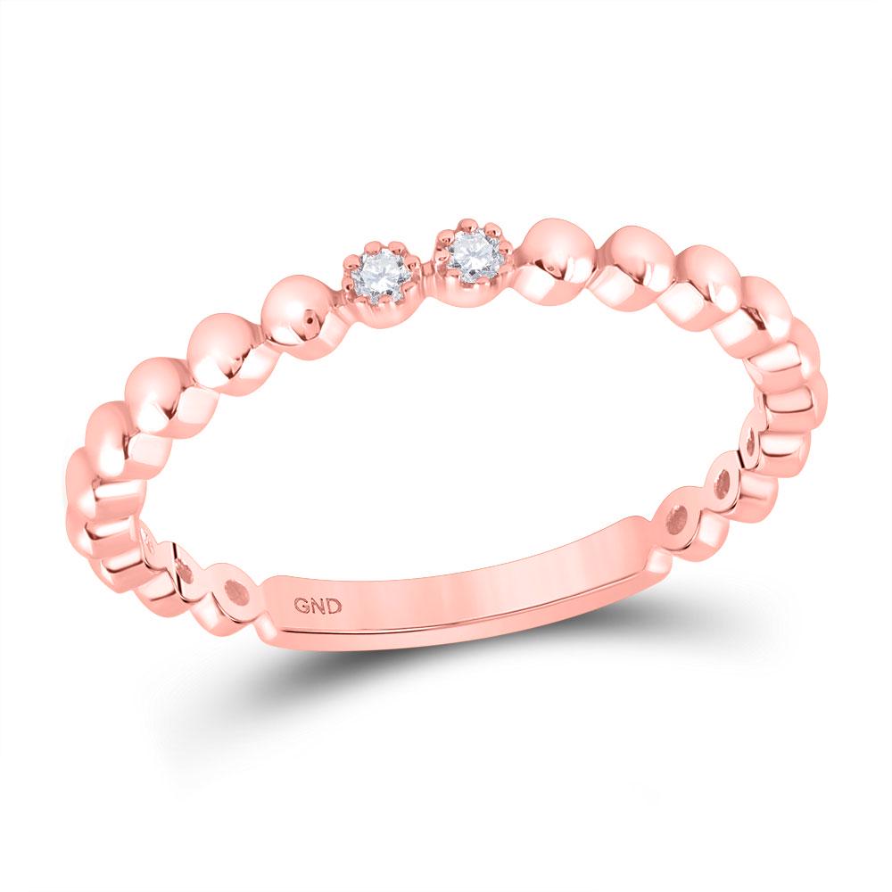 Diamond 2-Stone Stackable Band Ring .03 Cttw 10kt Rose: 10kt Rose Gold Womens Round Diamond 2-Stone Stackable Band Ring .03 Cttw SKU: GD150576