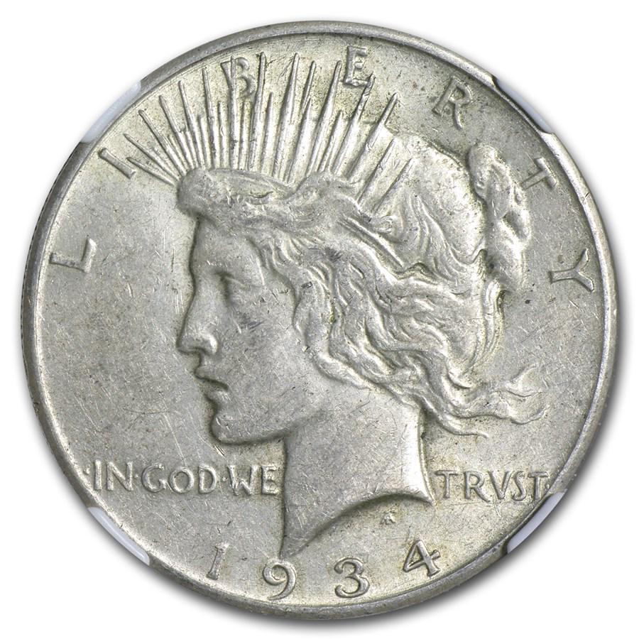 1934-S Peace Dollar AU: One piece 1934-S Peace Dollar AU Despite a mintage of just over a million coins, the 1934-S is by far the most valuable issue of the series in AU through low MS grades. This AU example represents an e