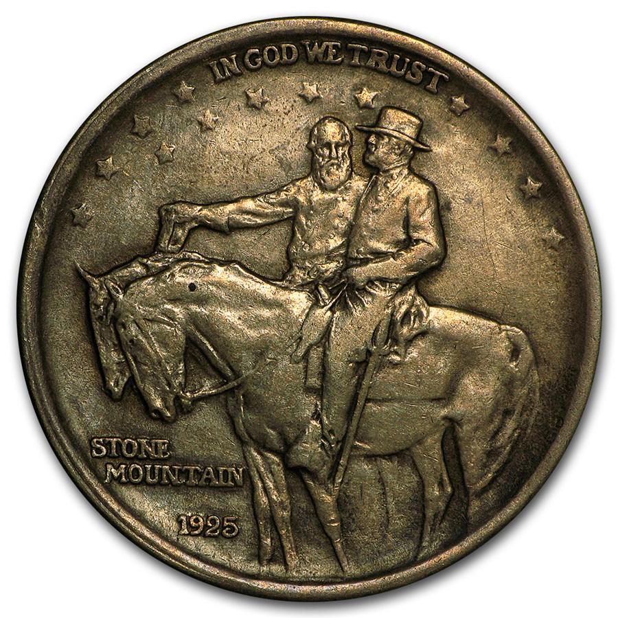 1925 Stone Mountain Commemorative Half Dollar XF: One piece 1925 Stone Mountain Commemorative Half Dollar XF This commemorative half dollar was designed by Gutzon Borglum, who later carved Mount Rushmore. The coins were sold to raise funds to complet