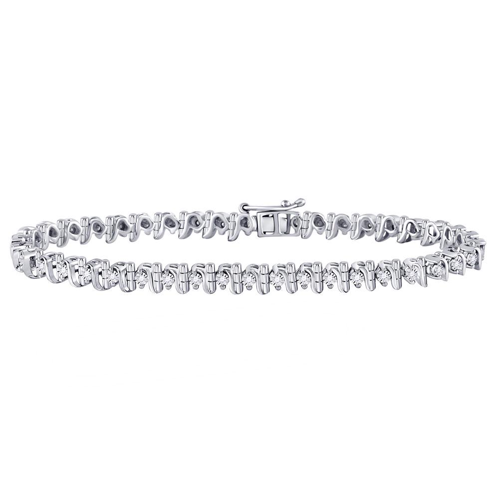 Diamond S Link Tennis Bracelet 1/3 Cttw Sterling Silver: Sterling Silver Womens Round Diamond S Link Tennis Bracelet 1/3 Cttw SKU: GD87213