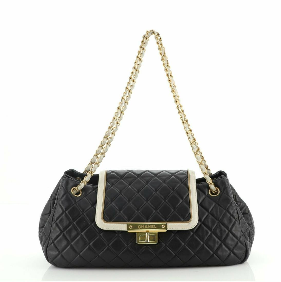 Chanel East West Mademoiselle Accordion Flap Bag: Chanel East West Mademoiselle Accordion Flap Bag Quilted Lambskin Medium Condition: Pre-owned: An item that has been used or worn previously. See the Consignor’s listing for full details and descrip