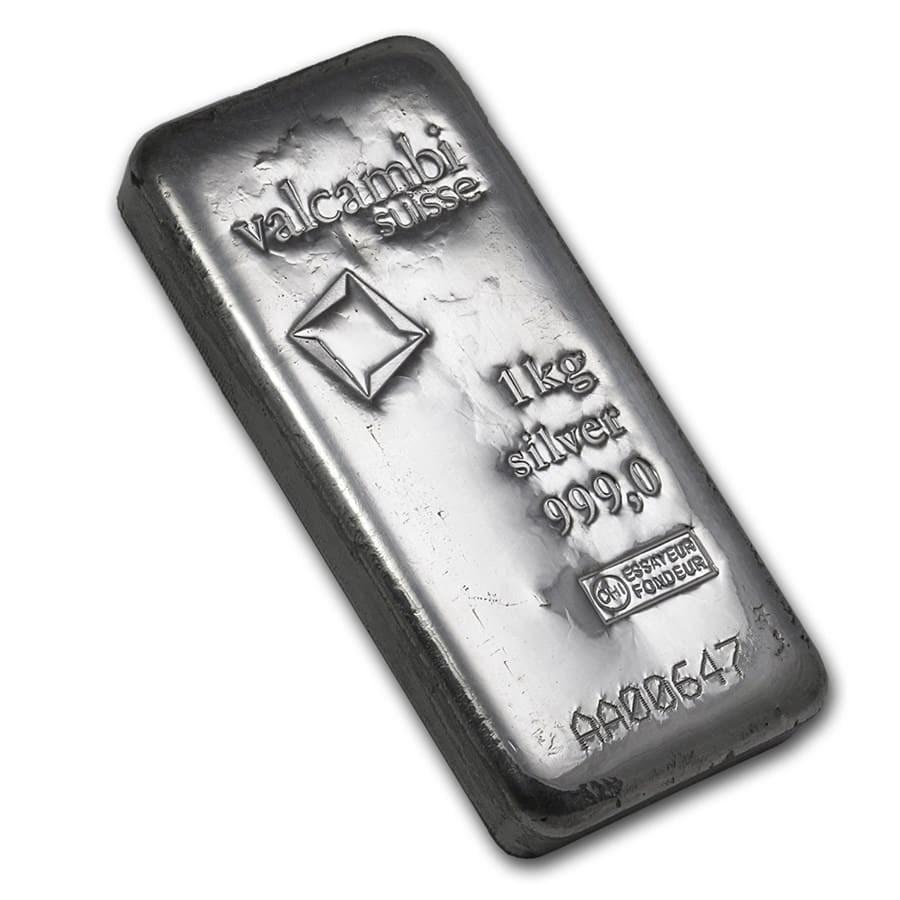 1 kilo Silver Bar - Valcambi (Cast, w/Assay): 1 kilo Silver Bar - Valcambi (Cast, w/Assay) SKU: RBJ86730 Year: N/A Grade: None Grade Service: Assay Card Denomination: 1 kilo Mint Mark: N/A - Not Available Metal Content: 32.15 troy