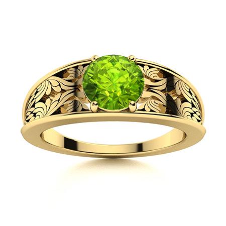 Natural 0.72 CTW Peridot Solitaire Ring 18K Yellow Gold: Natural 0.72 CTW Peridot Solitaire Ring 18K Yellow Gold Manufacturer's Suggested Retail Price: $2100.00 Center Stone: 1 Peridot @ 0.72 ctw Center Stone Color: Green Center Stone Clarity: AAAA Center S