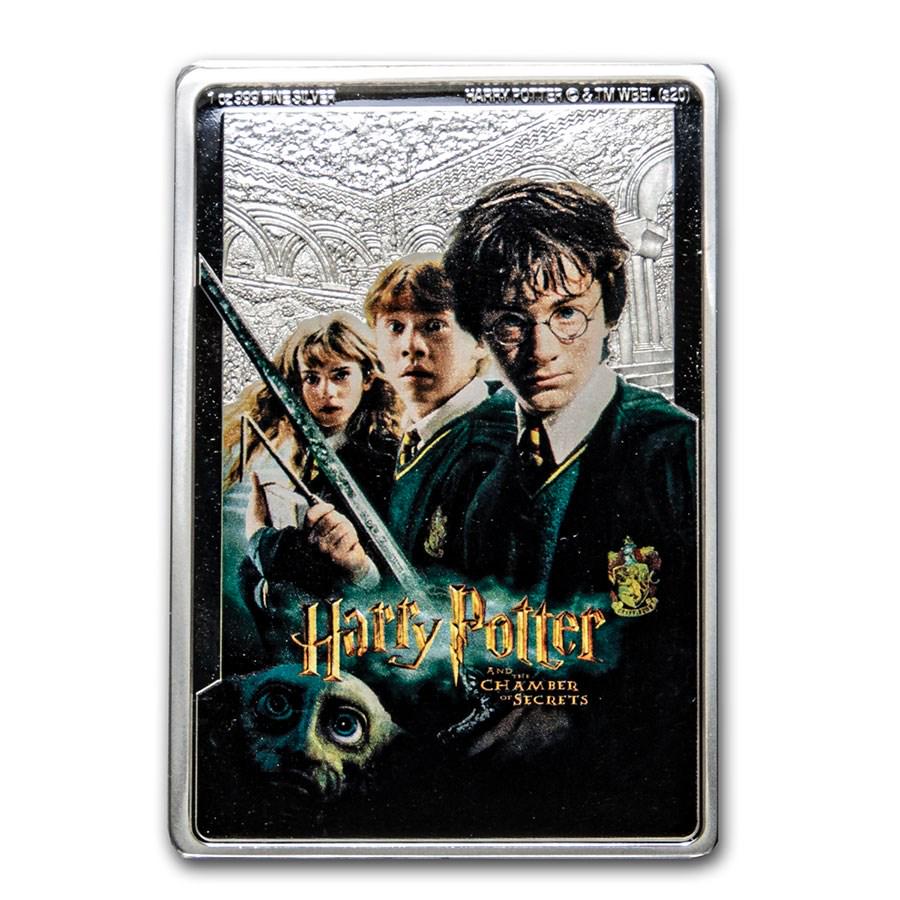 2020 Niue 1 oz Silver $2 Harry Potter and the Chamber: SKU: RBJ215106 Year: 2020 Grade: Proof Grade Service: None Denomination: $2.00 Mint Mark: Not Shown Metal Content: 1 troy oz Purity: .999 Thickness: N/A mm Diameter: N/A