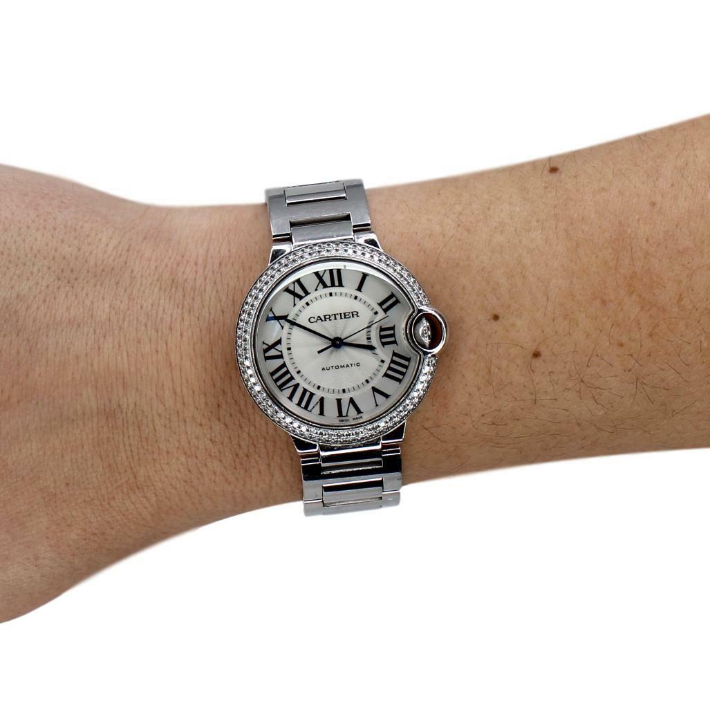CARTIER 36mm White Gold Ballon Bleu & Diamond Bezel: CARTIER 36mm White Gold Ballon Bleu & Diamond Bezel Watch WE9006Z3 - Retail $48K Condition: Pre-owned: An item that has been used previously. The item may have some signs of cosmetic wear, but is full