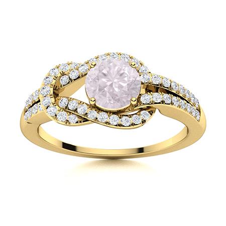 Natural 0.89 CTW Rose Quartz & Diamond Engagement Ring: Natural 0.89 CTW Rose Quartz & Diamond Engagement Ring 14K Yellow Gold Manufacturer's Suggested Retail Price: $2400.00 Center Stone: 1 Rose Quartz @ 0.61 ctw Center Stone Color: Pink Center Stone Clar