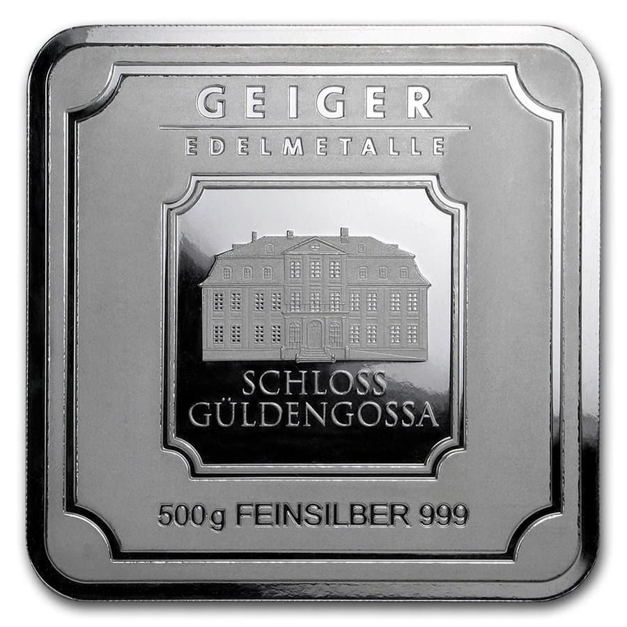 500 gram Silver Bar - Geiger Edelmetalle (Original: 500 gram Silver Bar - Geiger Edelmetalle (Original Square Series) SKU: RBJ155915 Year: N/A Grade: None Grade Service: None Mint Mark: N/A - Not Available Metal Content: 16.075 troy oz Pur