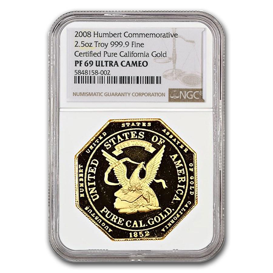 1852 $50 Gold Humbert Commemorative PF-69 NGC: 1852 $50 Gold Humbert Commemorative PF-69 NGC (Restrike) Additional SKU: RBJ201260 Year: 1852 Grade Service: NGC Metal Content: 2.5 troy oz Purity: .9999