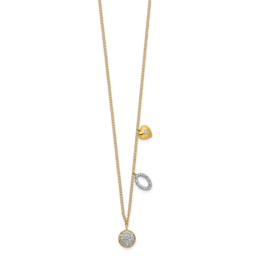 14k Yellow Gold Diamond Two Circle & Star Necklace -: 14k Yellow Gold Diamond Two Circle & Star Necklace - 16.5 in. Product ID: RBJ203611 Metal: Gold Purity: 14K Metal Weight: 1.25 GM Carat Weight: 0.093 Length Of Item: 16.5 in Chain Type: C