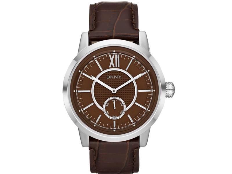 DKNY Mens Fancy: DKNY Mens Fancy SKU: RBJ-NY1521-39B2A Brand: DKNY Condition: Never Worn MORE DETAILSStainless steel case, Leather strap, Brown dial, Quartz movement, Scratchresistant mineral, Water resistant up to 5