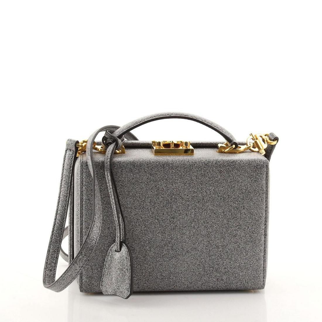 Mark Cross Grace Box Bag Leather Small: Mark Cross Grace Box Bag Leather Small Exterior Color: Metallic Interior Color: Red Exterior Material: Leather Interior Material: Leather Hardware Color: Gold Accessories: Clochette, Keys, Detachable