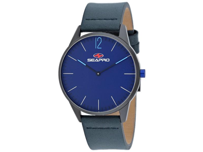 Seapro Men's Black Hole: Seapro Men's Black Hole SKU: RBJ-SP0105-39B2A Brand: Seapro Condition: Never Worn MORE DETAILSStainless steel case, Leather strap, Blue dial, Quartz movement, Scratchresitant mineral, Water resistant 
