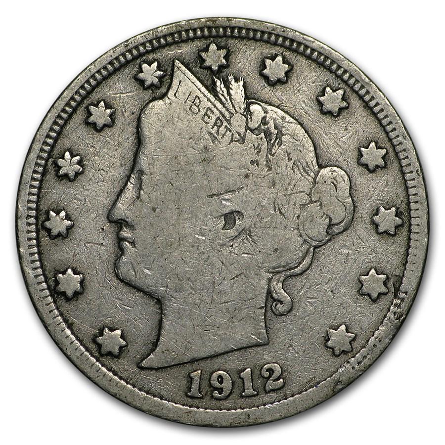 1912-S Liberty Head V Nickel Fine: 1912-S Liberty Head V Nickel Fine SKU: RBJ- 16477 Year: 1912 Grade: Fine Grade Service: None Denomination: $0.05 Mint Mark: S - San Francisco Metal Content: 0 troy oz Purity: N/A Thickn