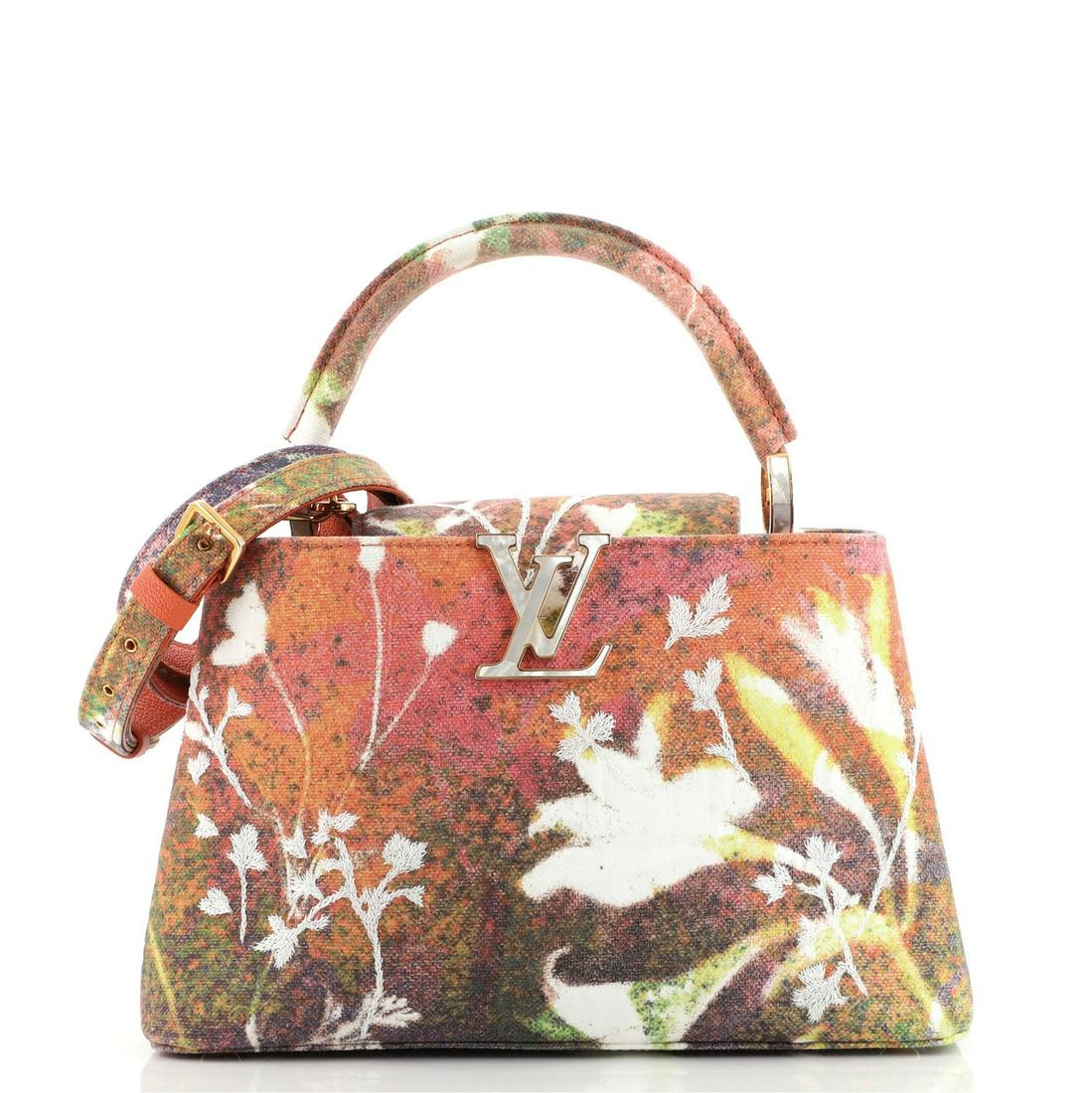Louis Vuitton Sam Falls ArtyCapucines Bag Embroidered Printed Canvas PM: Louis Vuitton Sam Falls ArtyCapucines Bag Embroidered Printed Canvas PM Brand: Louis Vuitton Exterior Color: Print Interior Color: Print Exterior Material: Canvas Plain Interior Material: Canvas Plain