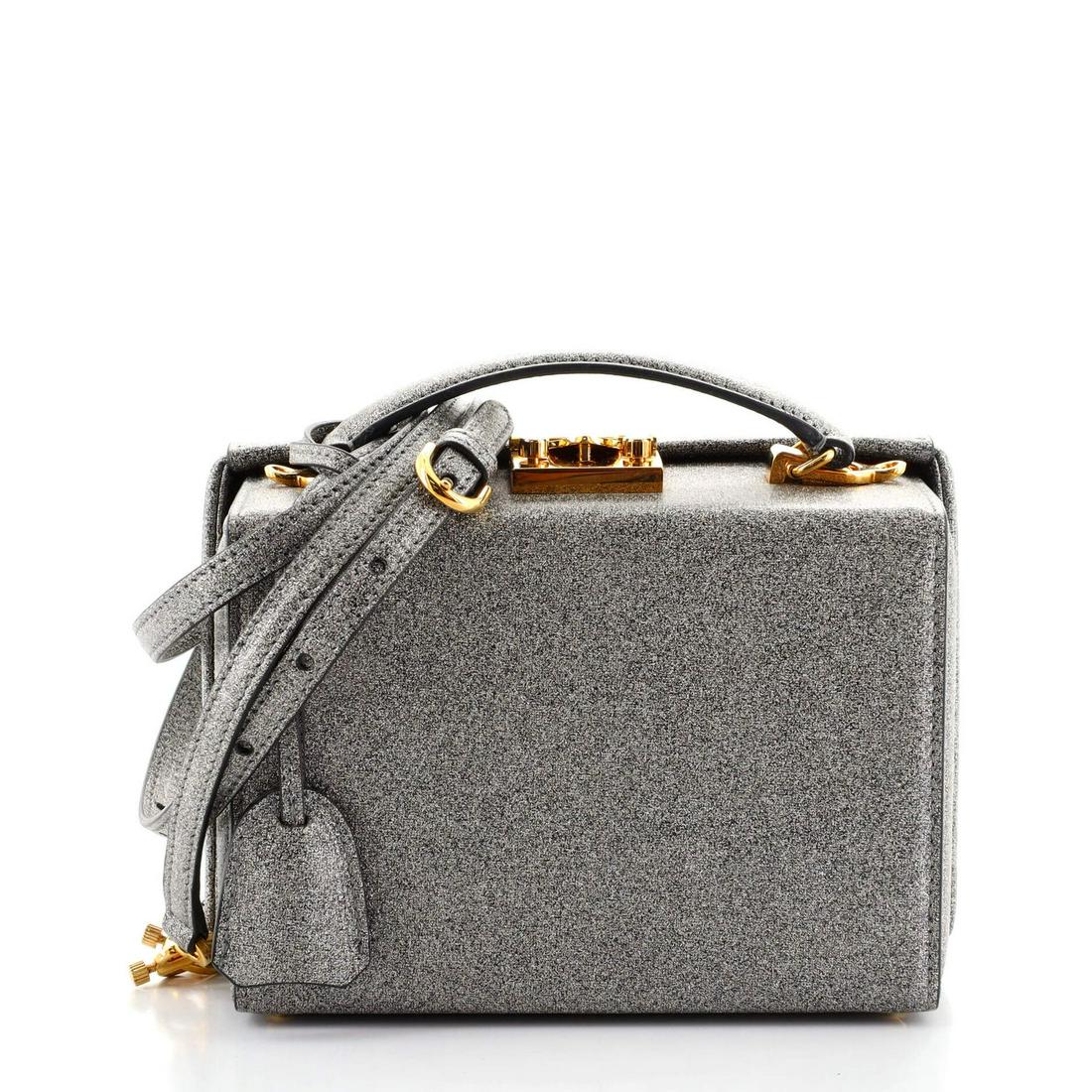 Mark Cross Grace Box Bag Leather Small: Mark Cross Grace Box Bag Leather Small Brand: Mark Cross Exterior Color: Metallic Interior Color: Red Exterior Material: Leather Interior Material: Leather Hardware Color: Gold Accessorie