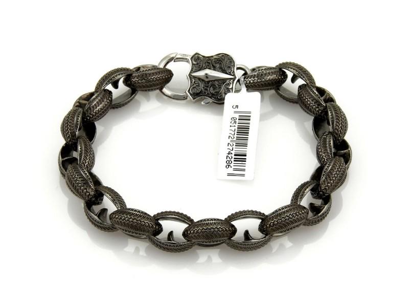 Stephen Webster Sterling Silver Black Rhodium Textured Oval Fancy Link Bracelet: Stephen Webster Sterling Silver Black Rhodium Textured Oval Fancy Link Bracelet Product Code: 194861617181-E Condition: Never Worn Model: 194861617181-E Size and Fit: Length: 9.5" Condition: Never Wor
