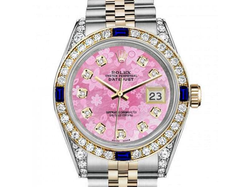 Ladies Rolex 26mm Datejust Two Tone Jubilee Pink Flower MOP Dial Diamond Bezel + Lugs + Sapphire: Ladies Rolex 26mm Datejust Two Tone Jubilee Pink Flower MOP Dial Diamond Bezel + Lugs + Sapphire Product Code: 36109-E21A8 Brand: Rolex Condition: Pre-Owned Condition: Pre-Owned Item Specifics: Ladies
