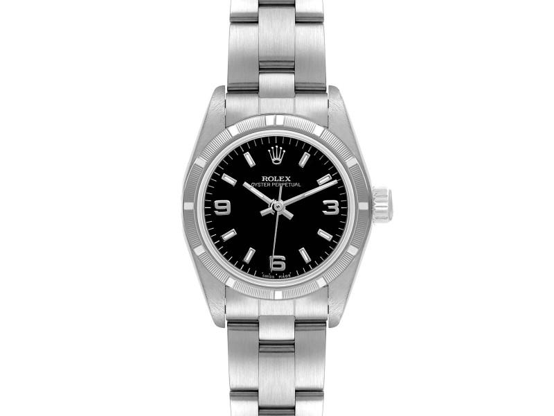 Rolex Oyster Perpetual Black Dial Oyster Bracelet Ladies Watch: Rolex Oyster Perpetual Black Dial Oyster Bracelet Ladies Watch SKU: RBJ41849-34CB0 Brand: Rolex Condition: Pre-Owned More Details: Rolex Oyster Perpetual Black Dial Oyster Bracelet Ladies Watch Offici
