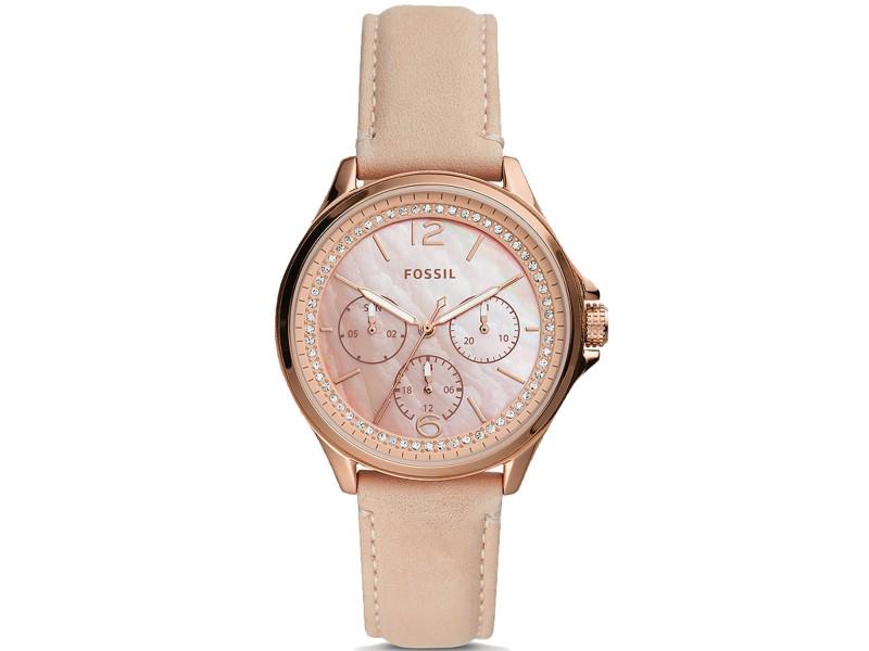 Fossil Womens Sadie: Fossil Womens Sadie SKU: RBJES4785-39B2A Brand: Fossil Condition: Never Worn More Details: Stainless steel case, Leather strap, Rose gold dial, Quartz movement, Scratchresistant mineral, Water resista