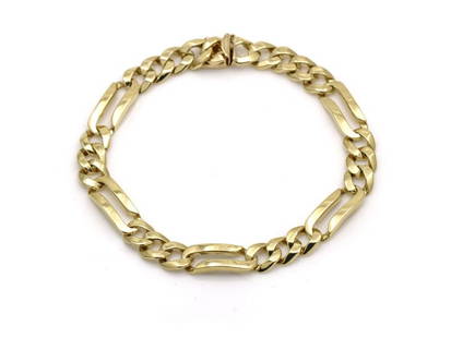 Mens 8mm Figaro Link Bracelet In 14k Solid Gold Size Large: Mens 8mm Figaro Link Bracelet In 14k Solid Gold Size Large SKU: RBJ194744409044-E Brand: Figaro Condition: Pre-Owned Metal: yellow gold Model: 194744409044-E More Details: Item