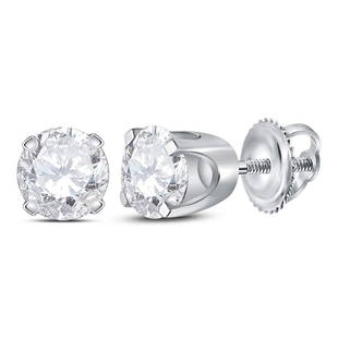 14kt White Gold Unisex Round Diamond Solitaire Stud Earrings 3/4 Cttw: 14kt White Gold Unisex Round Diamond Solitaire Stud Earrings 3/4 Cttw Metal Type14kt White Gold Item Number12204 StyleSolitairesCarats Total Weight *3/4 Ct.t.w.Primary Gem