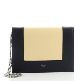 Celine Frame Evening Clutch on Chain Leather: Celine Frame Evening Clutch on Chain Leather Exterior Color: Blue, Neutral, Multicolor Interior Color: Blue Exterior Material: Leather Interior Material: Leather Hardware Color: Silver