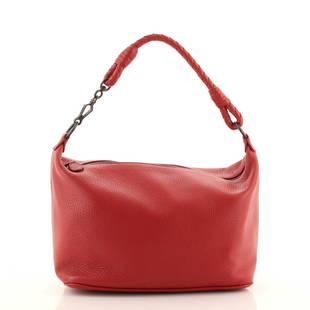 Bottega Veneta Zip Hobo Leather Small: Bottega Veneta Zip Hobo Leather Small Exterior Color: Red Interior Color: Brown Exterior Material: Leather Interior Material: Suede Hardware Color: Gun Metal Accessories: Dust bag