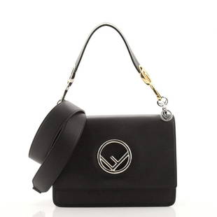 Fendi Kan I F Shoulder Bag Leather Medium: Fendi Kan I F Shoulder Bag Leather Medium Exterior Color: Black Interior Color: Brown Exterior Material: Leather Interior Material: Microfiber Hardware Color: Gold, Silver 