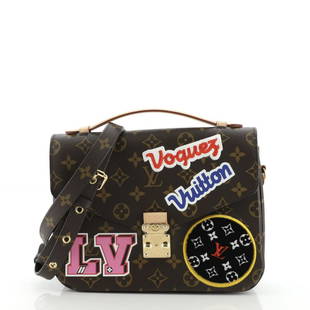 Louis Vuitton Pochette Metis Limited Edition Patches Monogram Canvas: Louis Vuitton Pochette Metis Limited Edition Patches Monogram Canvas Exterior Color: Brown Interior Color: Pink Exterior Material: Canvas (Coated) Interior Material: Microfiber 