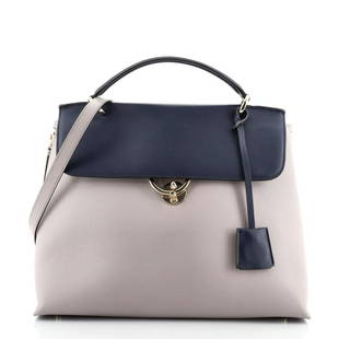 Salvatore Ferragamo Jet Set Top Handle Bag Leather Large: Salvatore Ferragamo Jet Set Top Handle Bag Leather Large Exterior Color: Gray Interior Color: Blue Exterior Material: Leather Interior Material: Suede Hardware Color: Gold Tone 