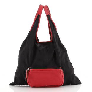 Fendi Packable Shopper Bag Pequin Nylon and Leather: Fendi Packable Shopper Bag Pequin Nylon and Leather Exterior Color: Black, Red Interior Color: Black Exterior Material: Nylon, Leather Interior Material: Nylon Hardware Color: Silver 